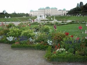 the garden in palace belvedere in Vienna